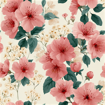 Seamless Summer Floral Pattern with Cherry Blossoms