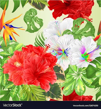 seamless texture bouquet with tropical flowers