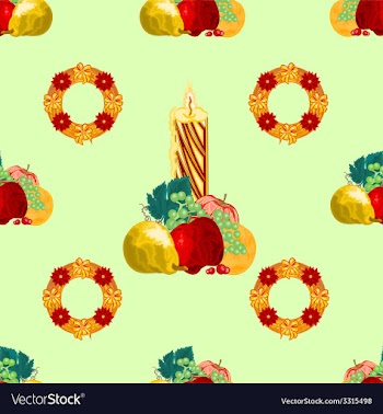 Seamless texture Christmas candle with fruit vector image