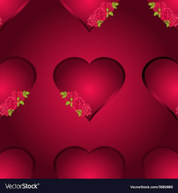 Seamless texture hearts with three roses vector image