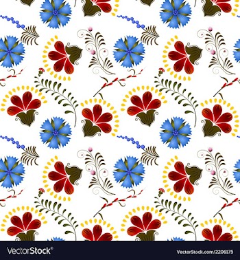 Seamless texture with red and blue flowers vector image