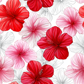 Seamless Tropical Floral Pattern with Hibiscus