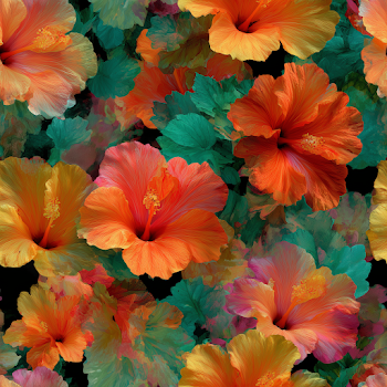 Seamless Tropical Hibiscus Floral Pattern