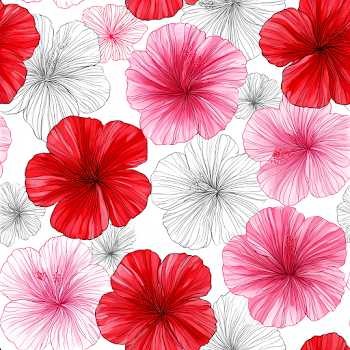 Seamless Tropical Hibiscus Floral Pattern
