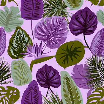 Seamless Tropical Leaf Pattern in Pastel Tones