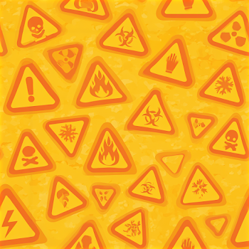 Seamless Vector Pattern of Hazard Warning Signs in Warm Tones