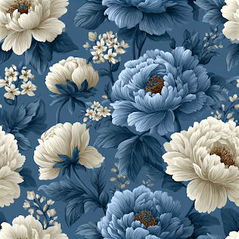 Seamless Vintage Botanical Floral Pattern with Peonies and Jasmine