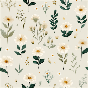 Seamless Vintage Floral Pattern with Hand-Drawn Wildflowers