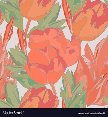 Seamless watercolor colored pattern with tulips vector image