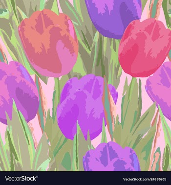 Seamless watercolor colored pattern with tulips vector image
