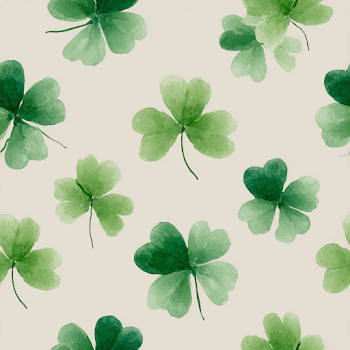 Seamless Watercolor Four-Leaf Clover Pattern