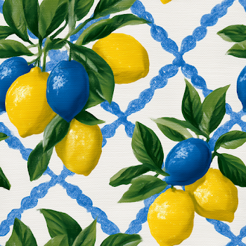 Seamless Watercolor Lemon and Olive Pattern