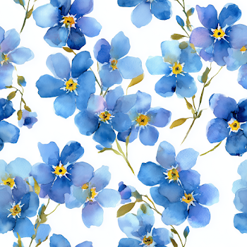 Seamless Watercolor Pattern of Forget-Me-Not Flowers