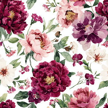 Seamless Watercolor Peony Floral Pattern