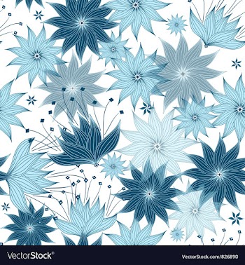Seamless white-blue floral pattern vector image