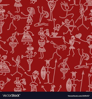 Seamless with primitive people vector image