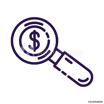 search magnifying glass with money symbol line style icon