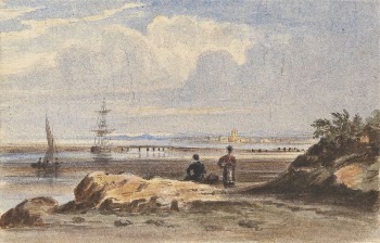 Seashore with Two Figures and | Free Photo - rawpixel