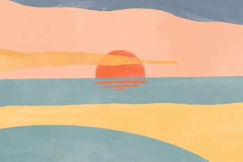 Seaside sunset abstract watercolor background | Free PSD - rawpixel