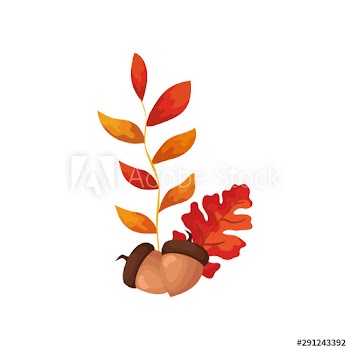 season autumn branch with leafs and seeds