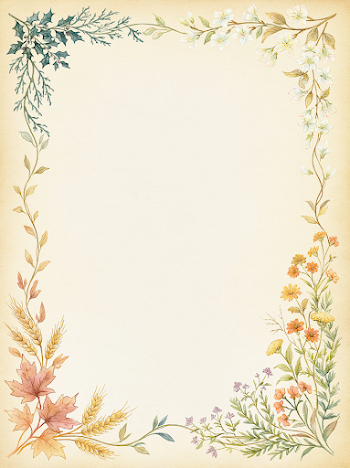 Seasonal Botanical Frame for Letter Page