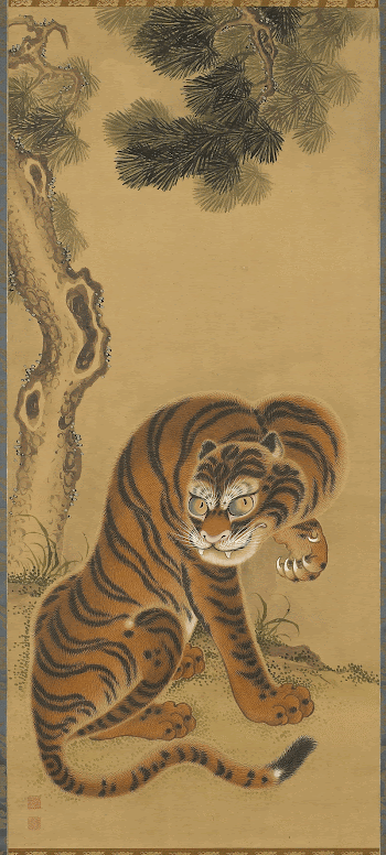 seated tiger at bottom; pine | Free Photo - rawpixel