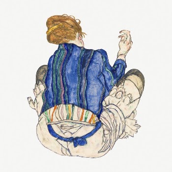 Seated Woman, Back View by Egon | Free PSD Illustration - rawpixel