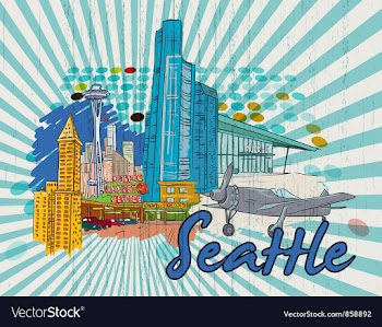 Seattle doodles vector image