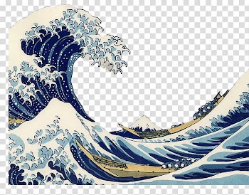 Seawaves painting, The Great Wave off Kanagawa Painting TARDIS AllPosters.com, Beautifully painted waves boat people transparent background PNG clipart