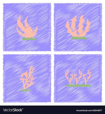 Seaweed icon in hatching style vector image