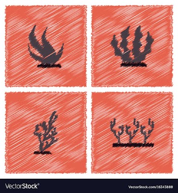 Seaweed icon in hatching style vector image