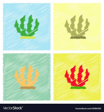 Seaweed icon in hatching style vector image