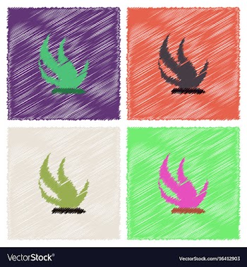 Seaweed icon in hatching style vector image