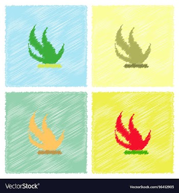 Seaweed icon in hatching style vector image