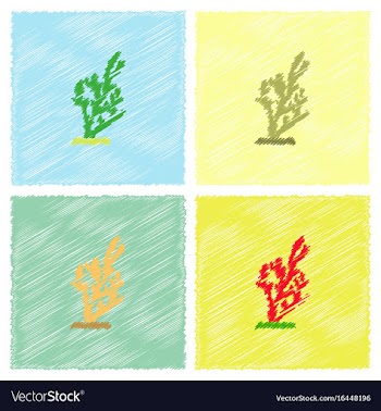 Seaweed icon in hatching style vector image