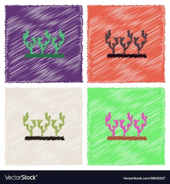 Seaweed icon in hatching style vector image