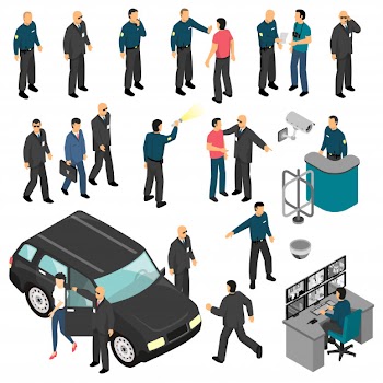 Security isometric set Free Vector