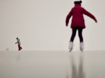 Seeing people in funny ways even when it is freezing cold out there. The frozen lake Balaton attracts a lot of people. That is a unique natural phenomenon in Hungary.