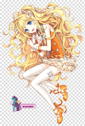 SeeU Render, yellow haired female anime character transparent background PNG clipart