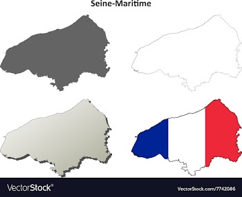 Seine-Maritime Upper Normandy outline map set vector image