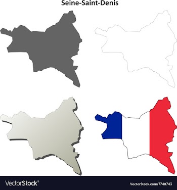 Seine-Saint-Denis Ile-de-France outline map set vector image