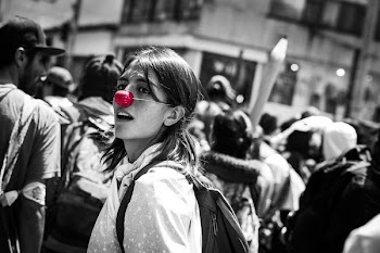 Selective Color Photography of Man With Clown Nose