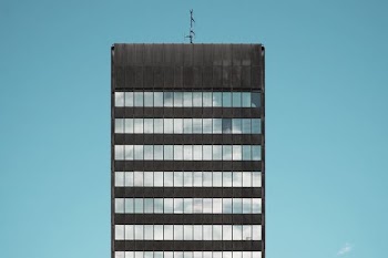 selective focus of clear and black building