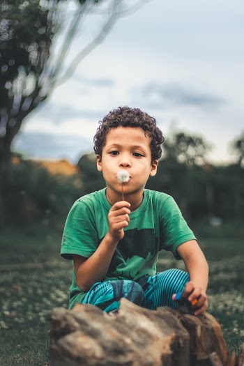 Selective Focus Photo of Kid Blowing Dandelion