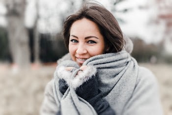 Selective Focus Photo of Woman Wearing Gray Scarf