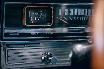 selective focus photography of car radio