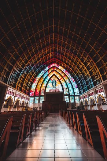 selective focus photography of church isle