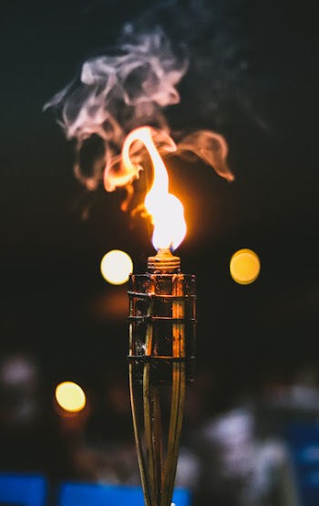 Selective Focus Photography of Lighted Lawn Torch