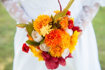 Selective Focus Photography of Orange Chrysanthemum and White Rose Bouquet