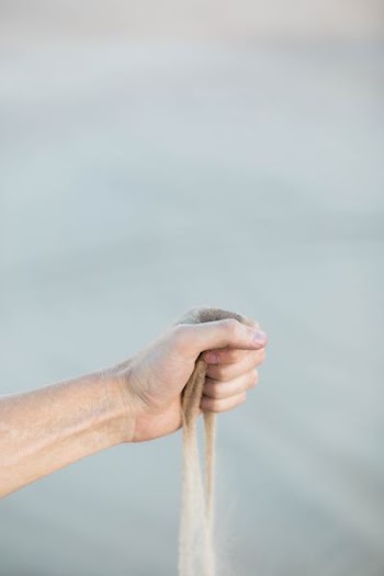 selective focus photography of person holding sand